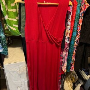 Kira Grace Red Sheath Midi Dress V-Neck Sleeveless